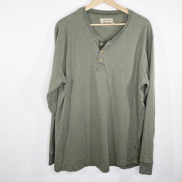 Levi's Green Partial Button Long Sleeve Shirt Women's Size XX-Large XXL - Picture 1 of 6